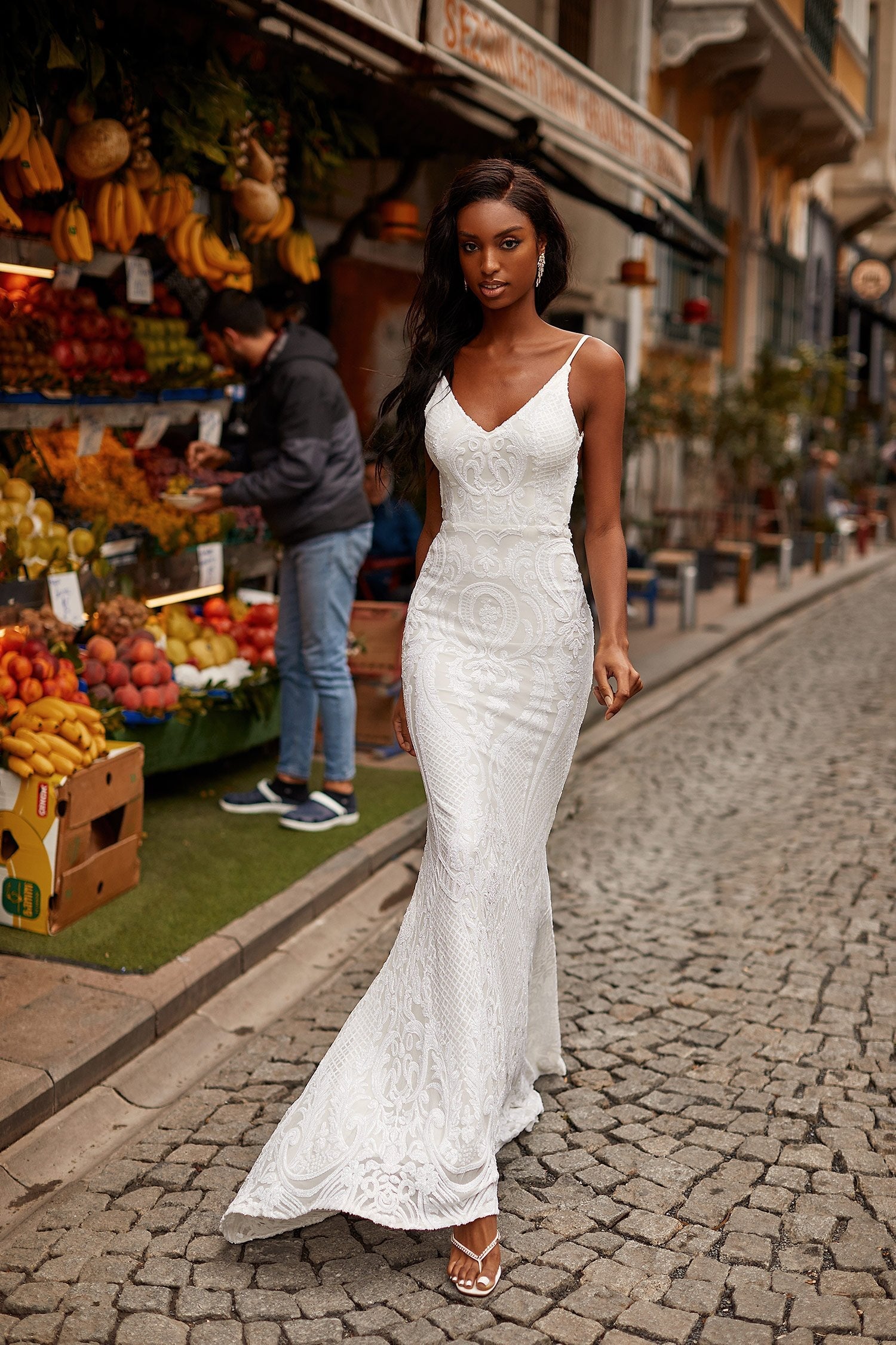 Sabrina White Sequin Gown | Afterpay ...